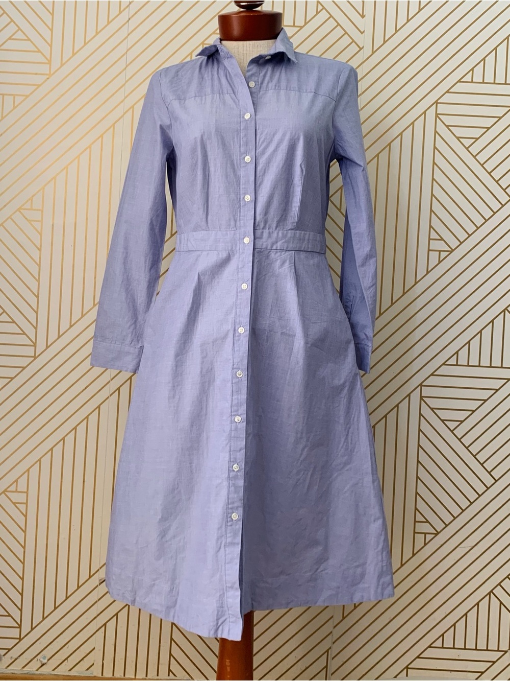 J. Crew 100% Cotton Shirt Dress Blue Oxford preppy classic old money staple 6